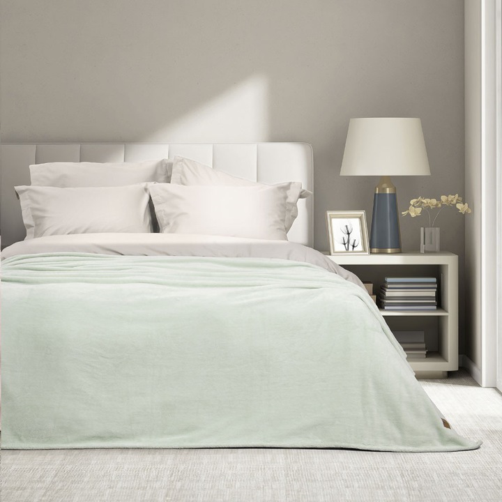 Set cuverturi Nima, Alpa, 100% poliester coral fleece, mint, 160x220cm si 220x240cm