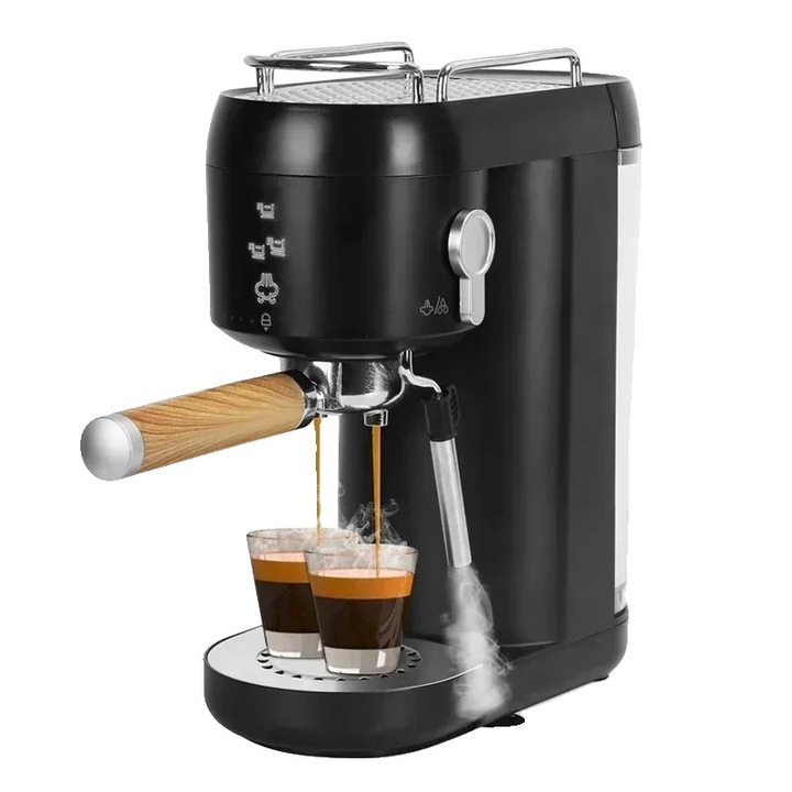 Espressor, 20 Bar, spumare automata a laptelui, negru, 1400ML