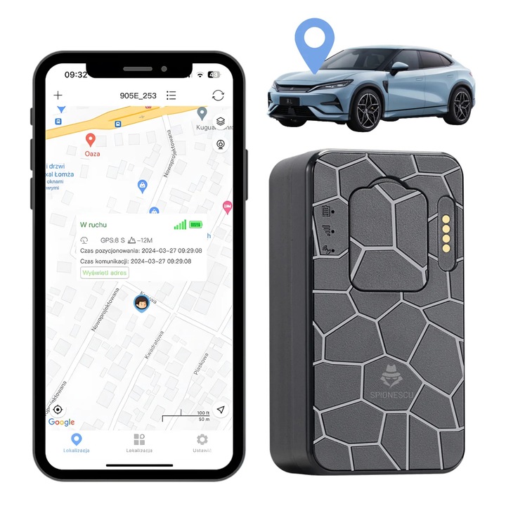 Mini Tracker auto GPS 4G, Spionescu, G50, baterie 6000 mAh, magnet puternic, rezistent la apa IP67, monitorizare in timp real, aplicatie dedicata, redare traseu, GSM/GPS/GPRS/LBS/AGPS, negru