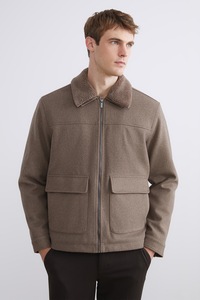 LC WAIKIKI, Jacheta cu detalii din teddy, Maro taupe, 2XL