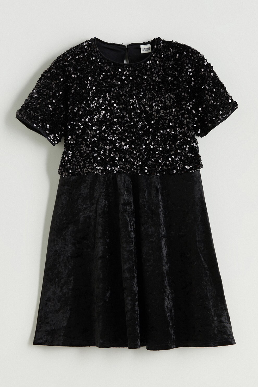 LC WAIKIKI, Rochie mini cu paiete, Negru, 134-140 CM