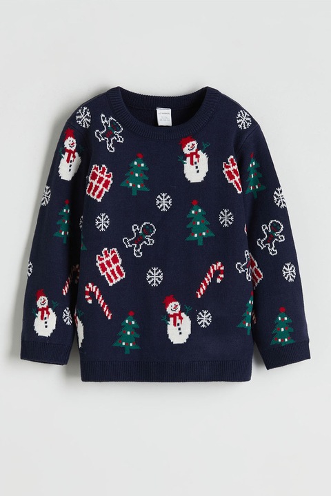 LC WAIKIKI, Pulover cu model de Craciun, Rosu/Alb/Bleumarin