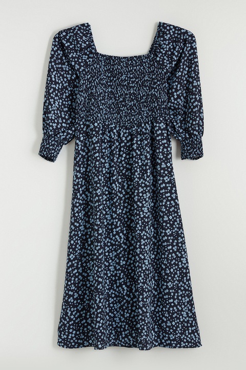 LC WAIKIKI, Rochie evazata cu decolteu patrat, Albastru ultramarin/Albastru deschis