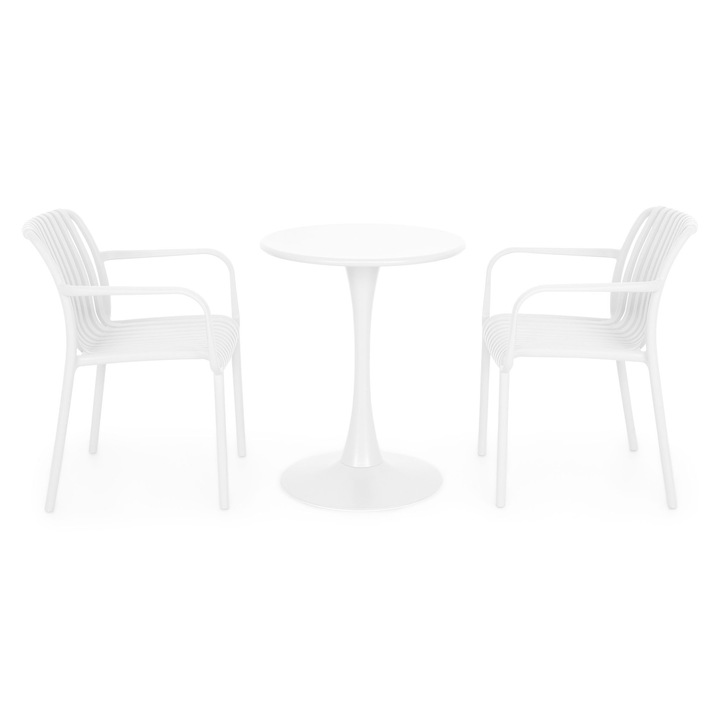 Set mobilier gradina/terasa 2 scaune si masa, Maison Mex PLEZURO/ALPINE, alb