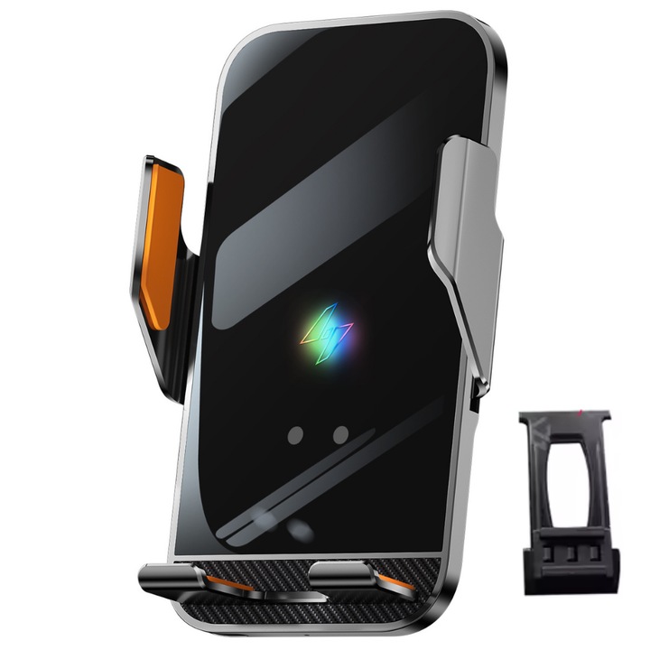 VELTROVA autós telefontartó vezeték nélküli töltéssel 15W, dedikált rögzítés BMW X5 E70 2007-2013 és BMW X6 2014-2019 modellekhez, automata szenzor, 360°-os forgatás, stabil műszerfali rögzítés csíptetéssel