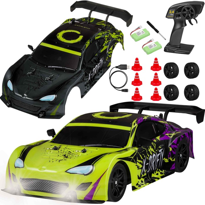 Masina mare cu telecomanda Overmax X-Drifty, 4WD, viteza 20 km/h, set complet, 1:16, multicolor