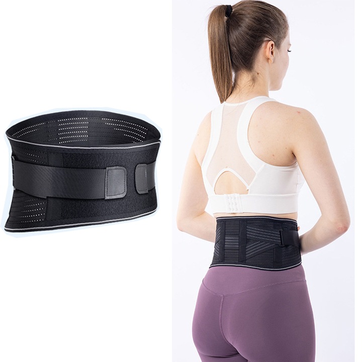 Centura lombara magnetica, HIDARLING, Ajustabila, Marimea L, Talie 90-105 cm, Negru, Unisex