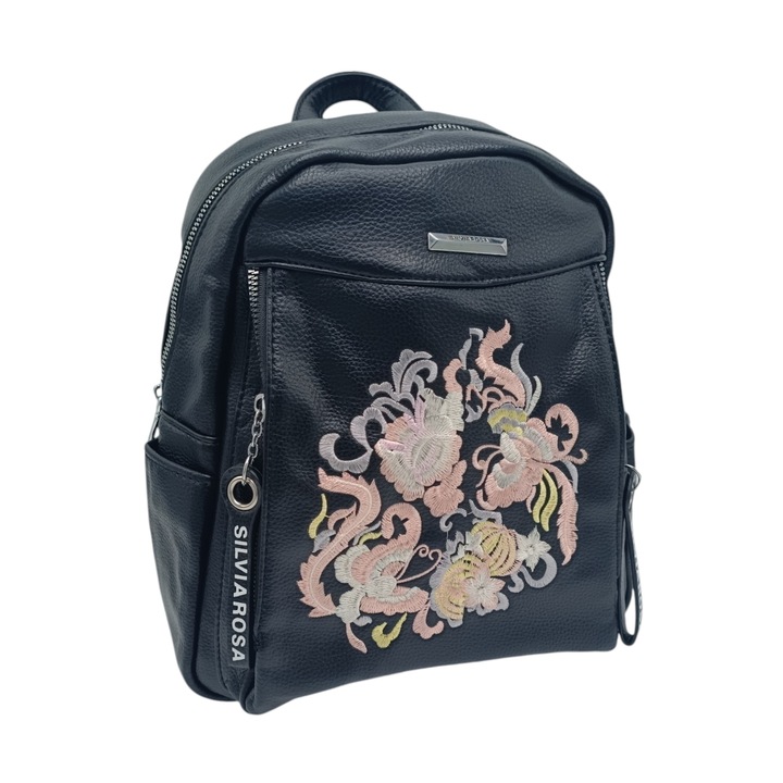 Дамска раница Silvia Rosa SR-6028, 30 x 26 x 14 см, черен цвят
