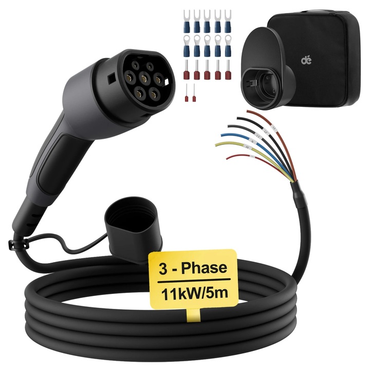 Cablu de incarcare, 11kW, 5m, compatibilitate Type 2, material PUR, rezistent la intemperii