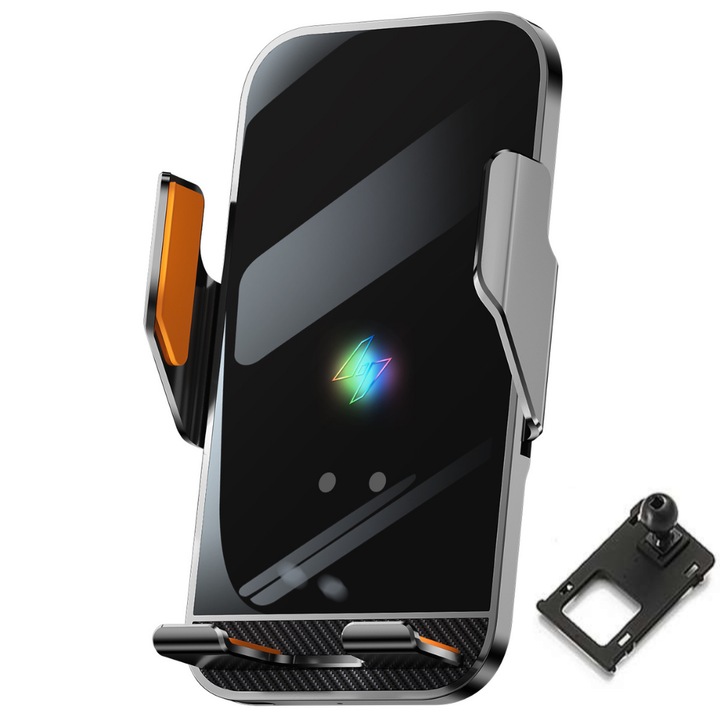 VELTROVA autós telefontartó vezeték nélküli töltéssel 15W, dedikált rögzítés VOLKSWAGEN GOLF (2013-2019) modellekhez, automata szenzor, 360°-os forgatás, stabil rögzítés a műszerfalra csíptetéssel