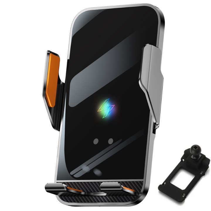 VELTROVA autós telefontartó vezeték nélküli töltéssel 15W, OEM dedikált rögzítés VOLKSWAGEN TIGUAN (2017-2023) modellekhez, automatikus érzékelő, 360°-os forgatás, stabil műszerfali rögzítés csíptetéssel