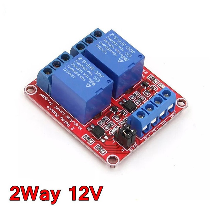 Modul releu cu 2 canale 12V, izolare optica, declansare la nivel inalt/scazut, JQC3F
