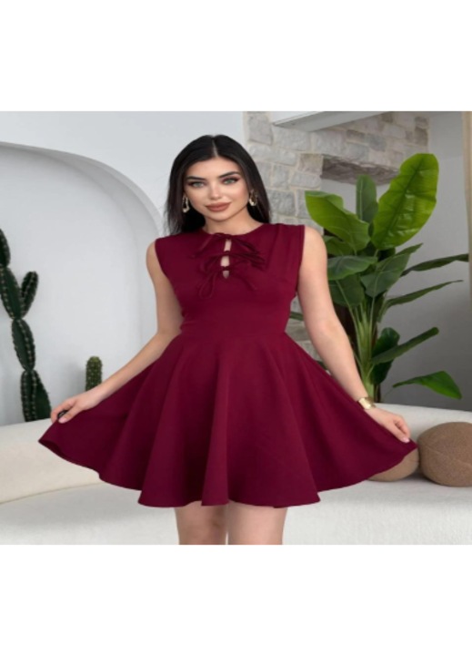 Rochie scurtă Etika Perp, bordo, bumbac, M