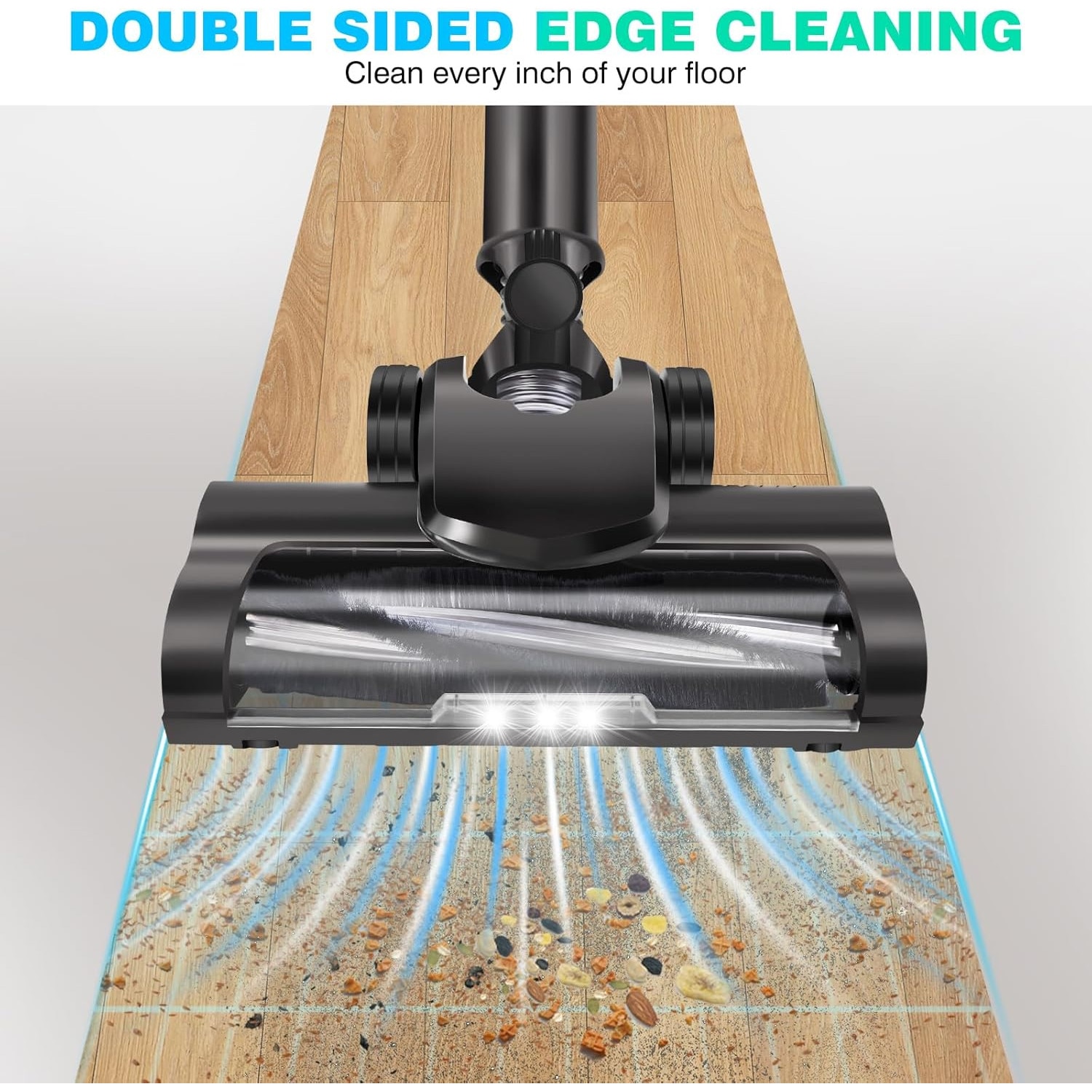 Aspirator vertical fără fir Bedee, 6 în 1, perie LED, negru, 106,5cm