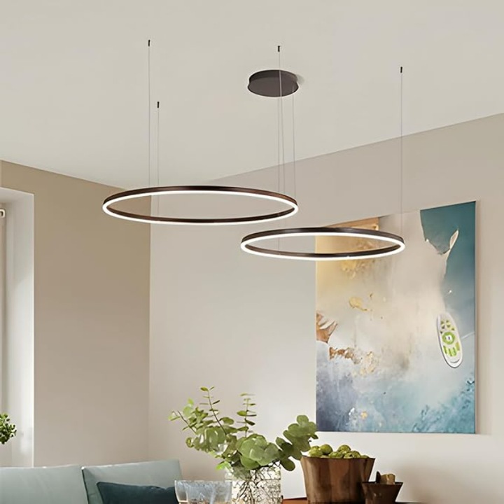 Модерен LED полилей/лампа/лустра от метал, Метален LED полилей, 2 кръга 40+60см от 40W, регулируемо дистанционно управление 3000-6000K