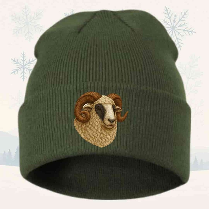 Caciula de vanatoare cu berbec brodat, unisex, material izolant, 100% poliacrilic, greutate 66g