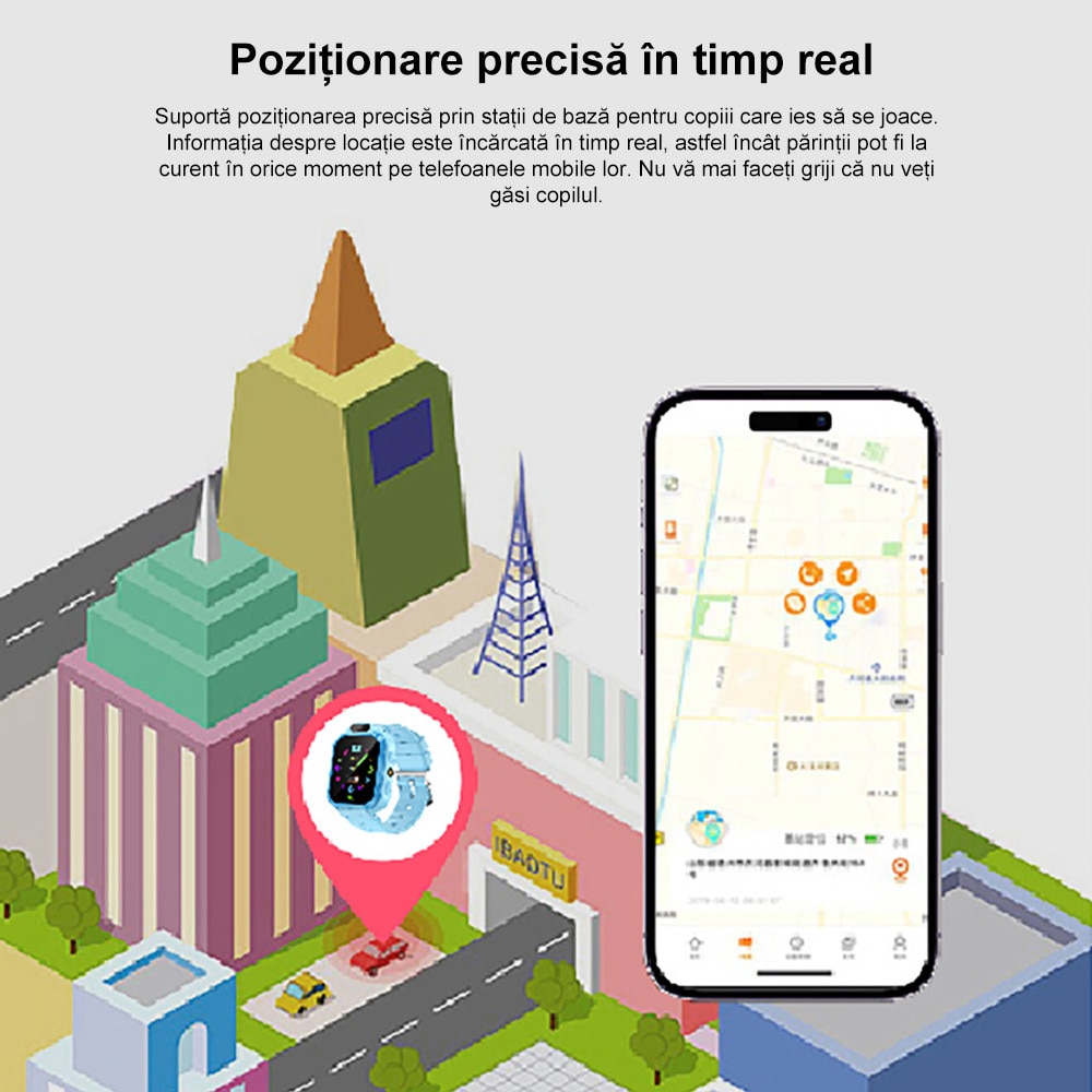 Color Control Localizare Ceas smartwatch GPS copii,LT11, cu GPS prin lbs si functie telefon ...