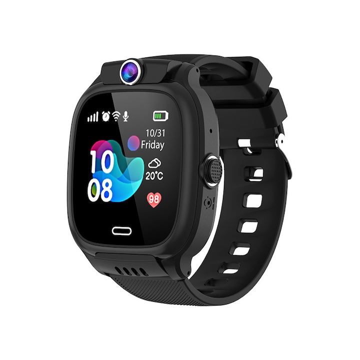 Ceas smartwatch GPS copii，Y31, cu GPS prin lbs si 4Gfunctie telefon, apel video，localizare camera foto, monitorizare spion, display touchsreen color 1.44inch, buton SOS, buton apel lateral, negru