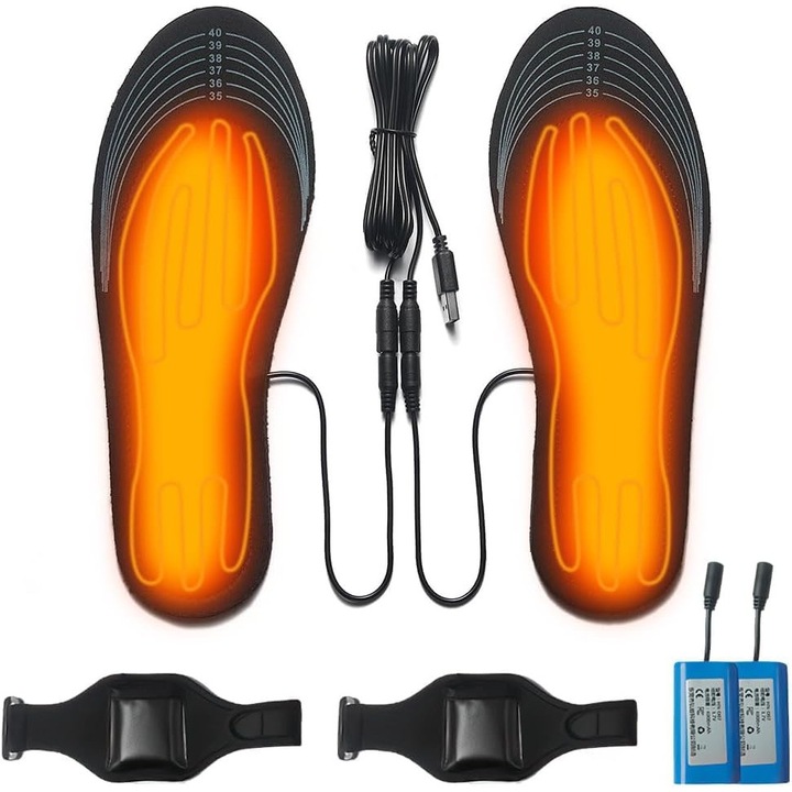 Branturi reincarcabile si incalzitoare pentru picioare cu baterie, Unisex, marimi 35-46, Negru