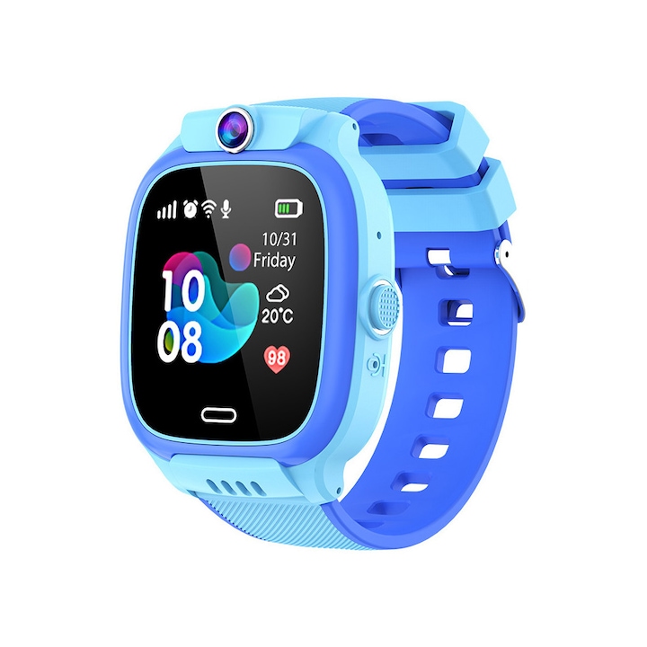 Y31 gyerek okosóra GPS-szel, LBS és 4G telefon funkcióval, videóhívással, helymeghatározással, kamerával, kémfigyeléssel, 1.44 hüvelykes színes érintőképernyővel, SOS gombbal, oldalsó hívásgombbal, kék