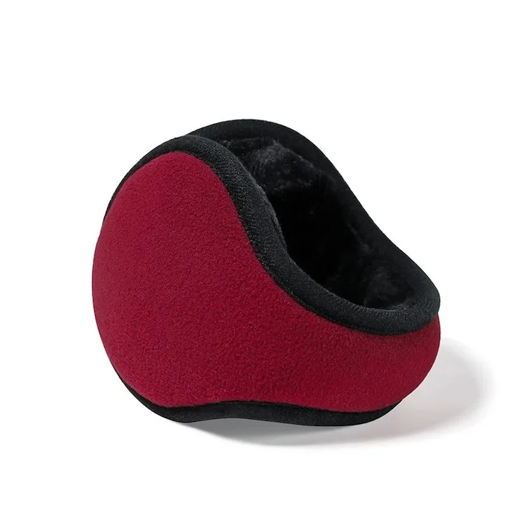 Uniszex bélelt téli fülmelegítő, összecsukható, bordó, 11x37cm