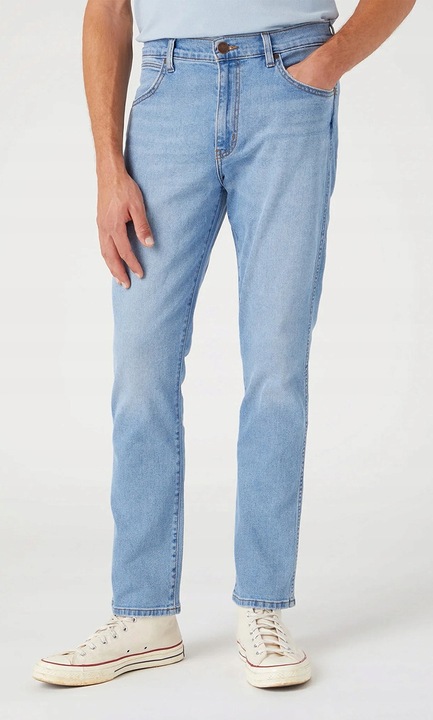 Blugi barbatesti Wrangler Larston Gringo, bumbac/elastan, albastru deschis, W36-L34 US