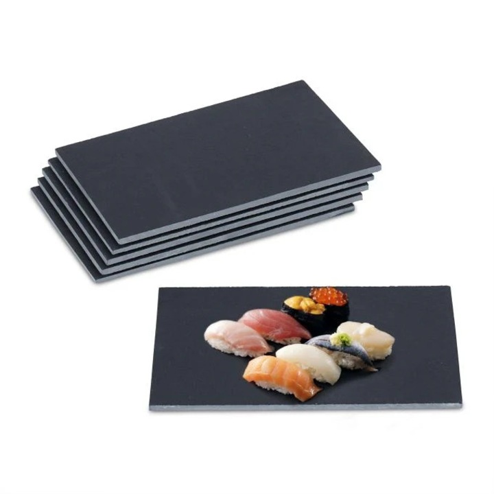 Set de 6 farfurii din ardezie B2X, 31x22cm, ideale pentru servire sushi, brânză, multicolor