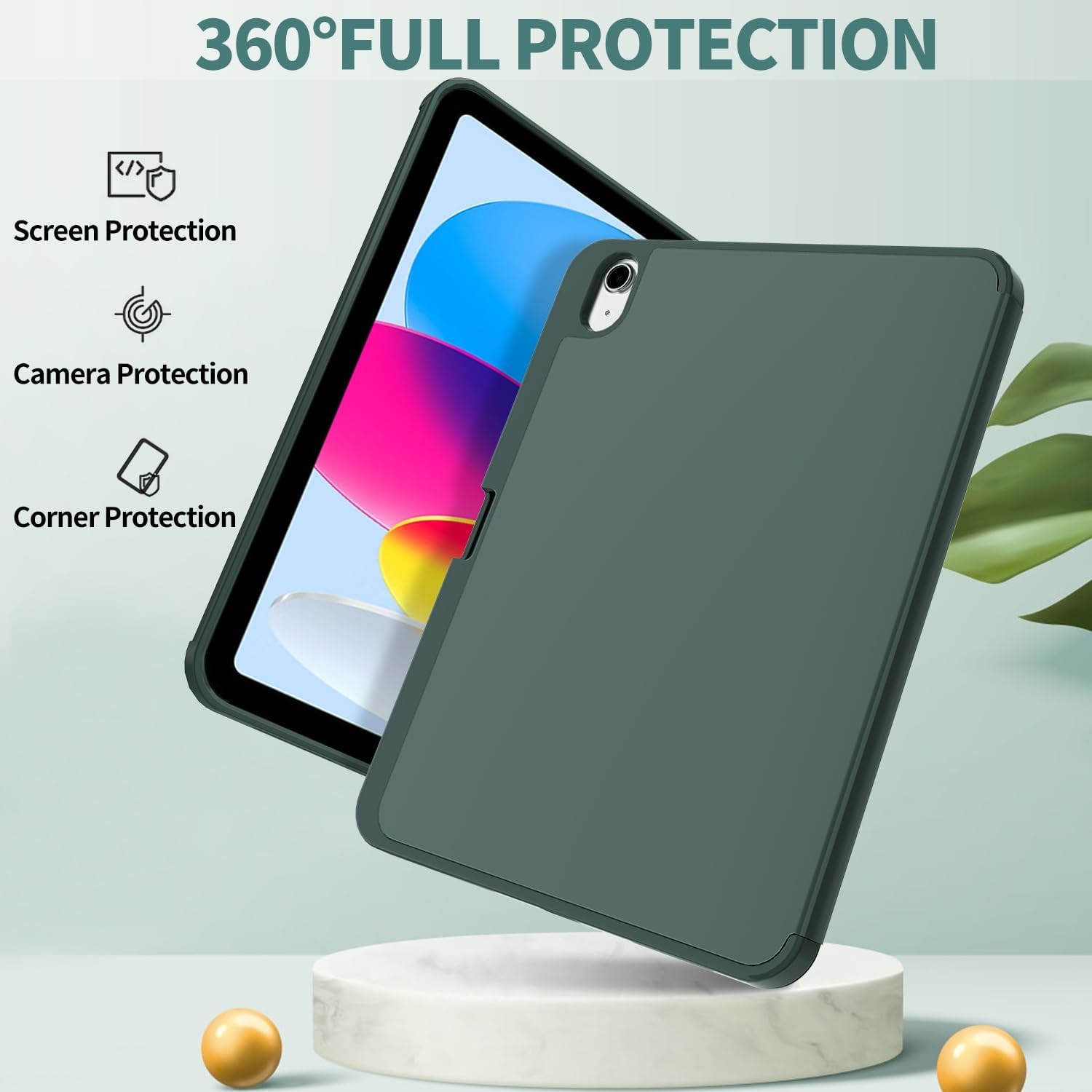 Husa tableta pentru iPad 10 10, 9 inchi, model 2022, carcasa spate moale TPU cu suport si pliere tripla