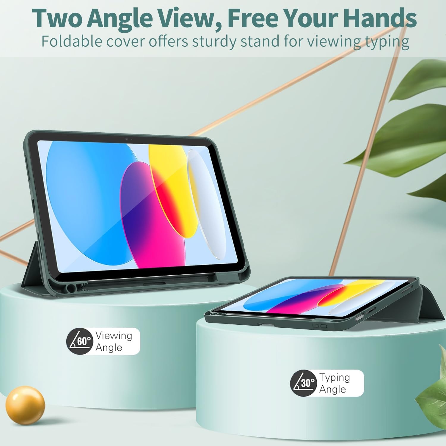 Husa tableta pentru iPad 10 10, 9 inchi, model 2022, carcasa spate moale TPU cu suport si pliere tripla