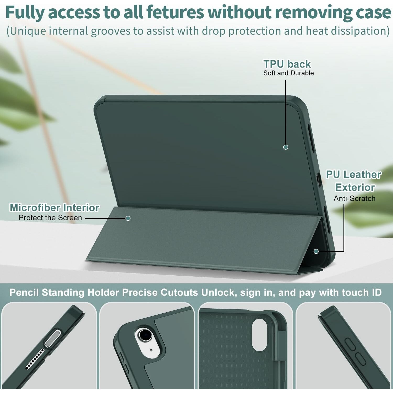 Husa tableta pentru iPad 10 10, 9 inchi, model 2022, carcasa spate moale TPU cu suport si pliere tripla