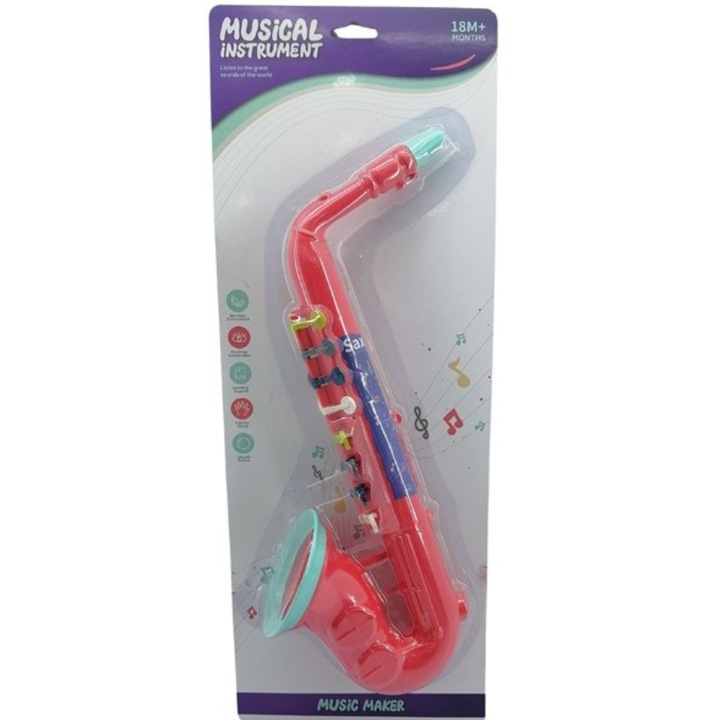 Saxofon din plastic pentru copii – jucarie muzicala, rosu