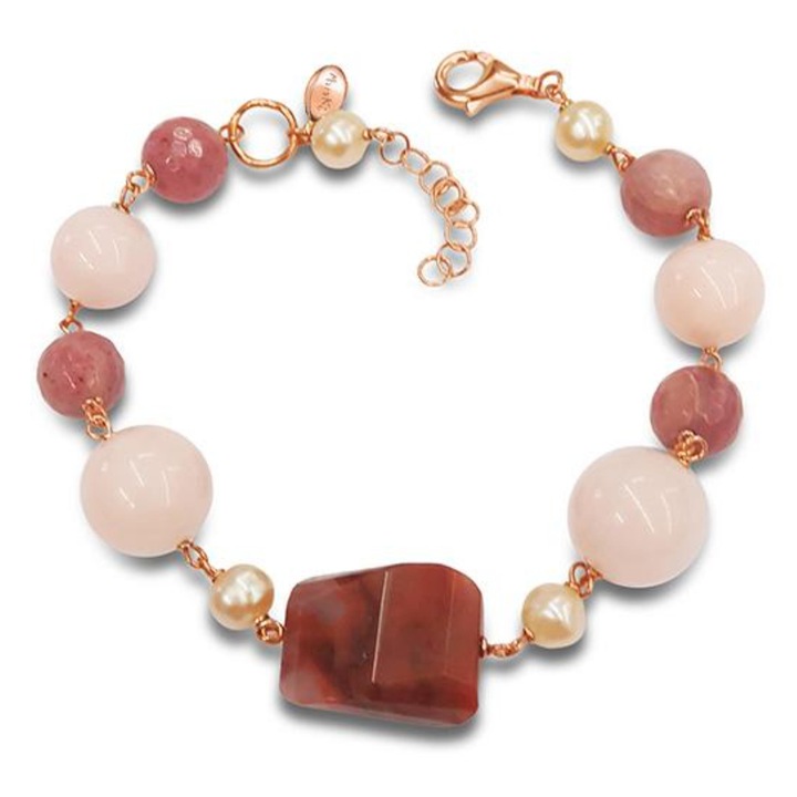 Bratara Style din rodonit, jad si perle