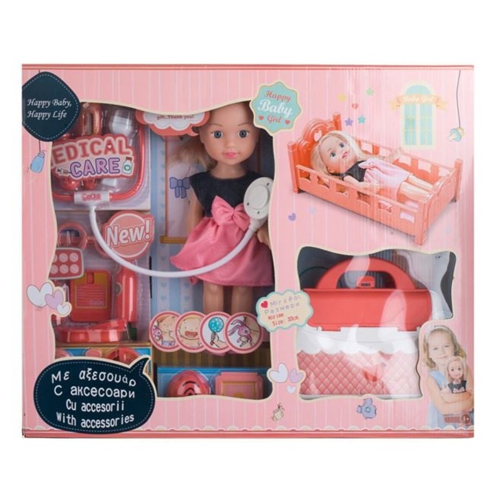 Кукла Доктор 33см, Shopiens, с аксесоари, медицински комплект, многоцветна