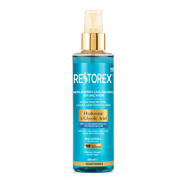 Tratament de par Restorex Keratin & Argan, crema lichida restauratoare, 200 ml, pentru par fragil, unisex, utilizare nocturna