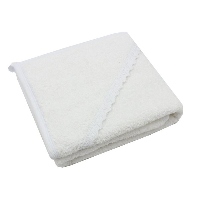 Prosop cu gluga, Delia, bumbac, alb, 80 x 90 cm