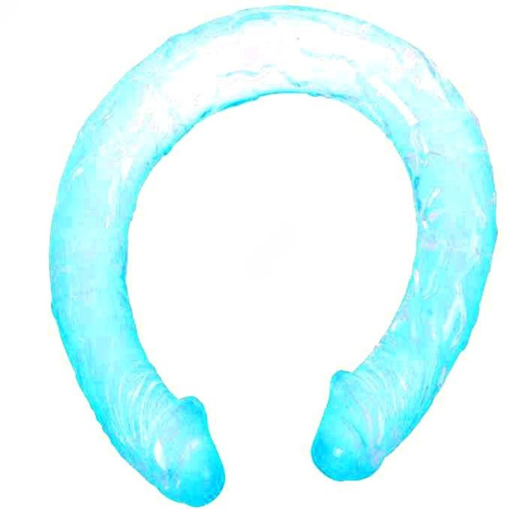 Двойно дилдо Baile Blue, мека желатина, 44,5 см x 3,5 см