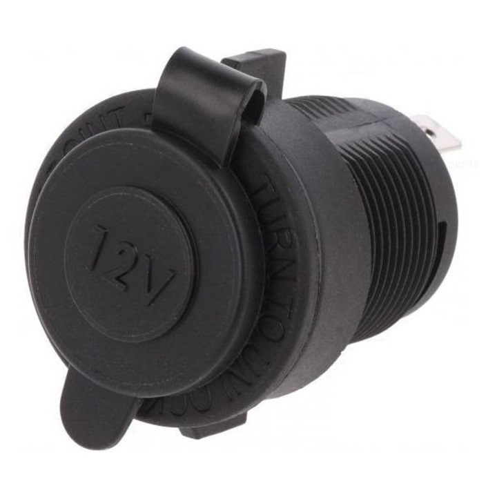 Adaptor bricheta auto negru x1, 20A, 12-24VDC, montare panou