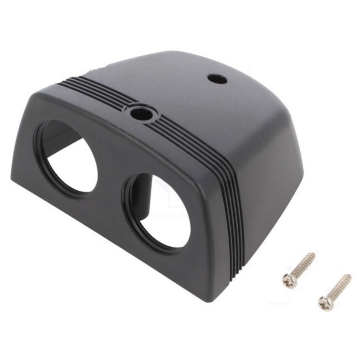 Carcasa auto pentru 2 prize, SCi, neagră, 20x10cm