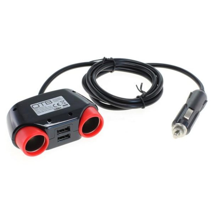 Alimentator auto 12V cu 2 prizi bricheta și 4 porturi USB, OTB, cablu 1, 2m