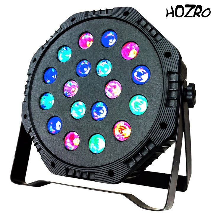 Lumina de Scena Profesionala HOZRO, 18 LED-uri RGB, Efect Laser, Iluminare Puternica pentru Scena, Bar, Club, Petreceri si Evenimente – Lumini Spectaculoase si Control Usor