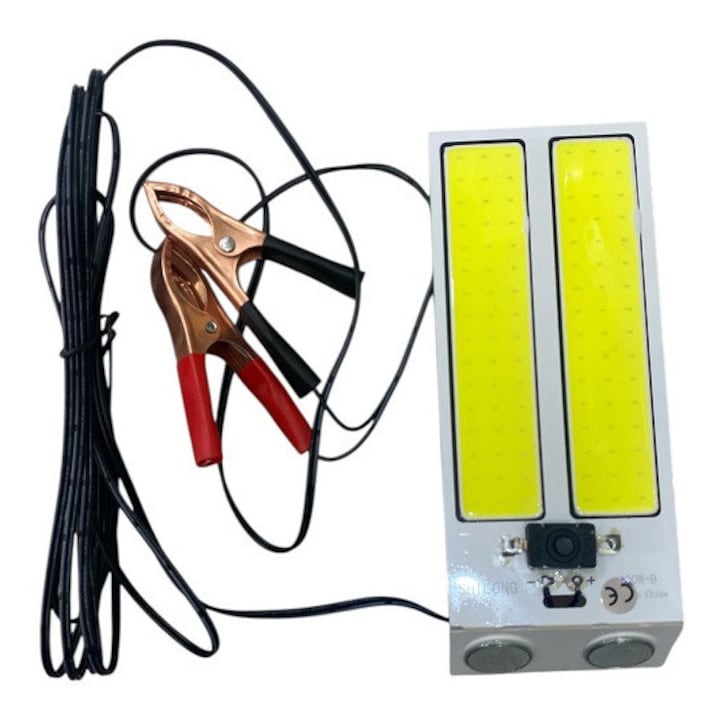 Lampa plafoniera / camping / pescuit, alimentare 12v, cu magnet, lungime cablu 3 metri, buton on/off, 14w, 160 x 65mm, 96 led