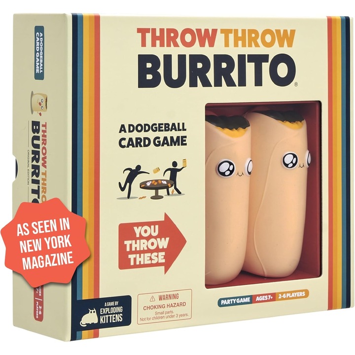 Joc de societate, Throw Throw Burrito, 120 carti, 2 burrito din spuma, 2-6 jucatori, varsta 7+