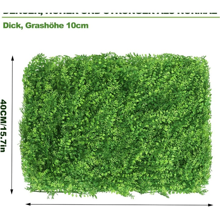 12 darabos zöld növényfal készlet 40×60×10cm, műnövények, szobdekorációk, erkély, műnövények, fali dekorációk, függő növény kültéri vagy beltéri használatra
