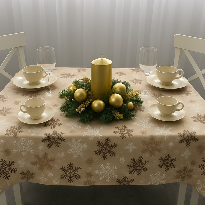 Fata de masa antimurdarire 100% Bumbac 160x320 cm, Fulgi Bej