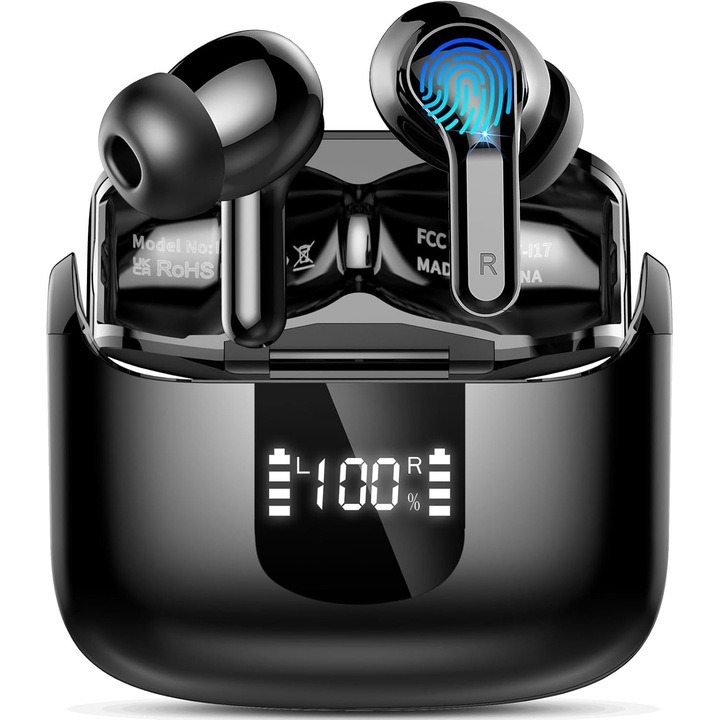 Vezeték nélküli in-ear Bluetooth fülhallgató, mikrofon, USB-C, fekete