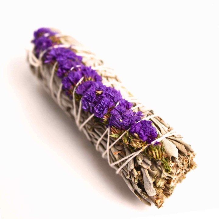 Kaliforniai Fehér Zsálya Csokor Lila Statice / Sinuata - Egyensúly és Tisztaság