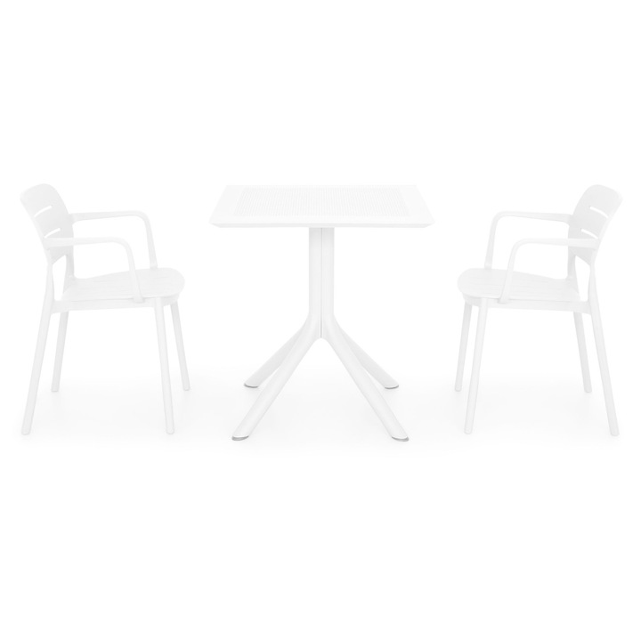 Set mobilier gradina/terasa 2 scaune si masa, Maison Mex TIPPUS/MARCO, alb