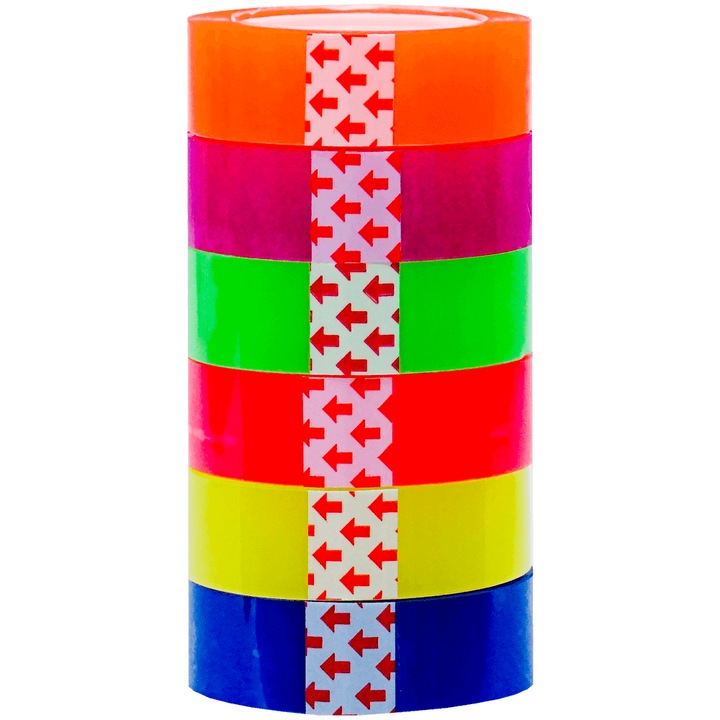 Banda adeziva color 15 mm x 20 m 6 role Okerman