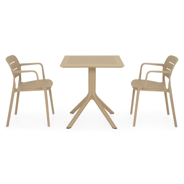 Set mobilier gradina/terasa 2 scaune si masa, Maison Mex TIPPUS/MARCO, bej