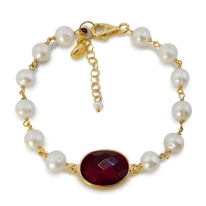 Bratara Jolie din agat rubiniu si perle